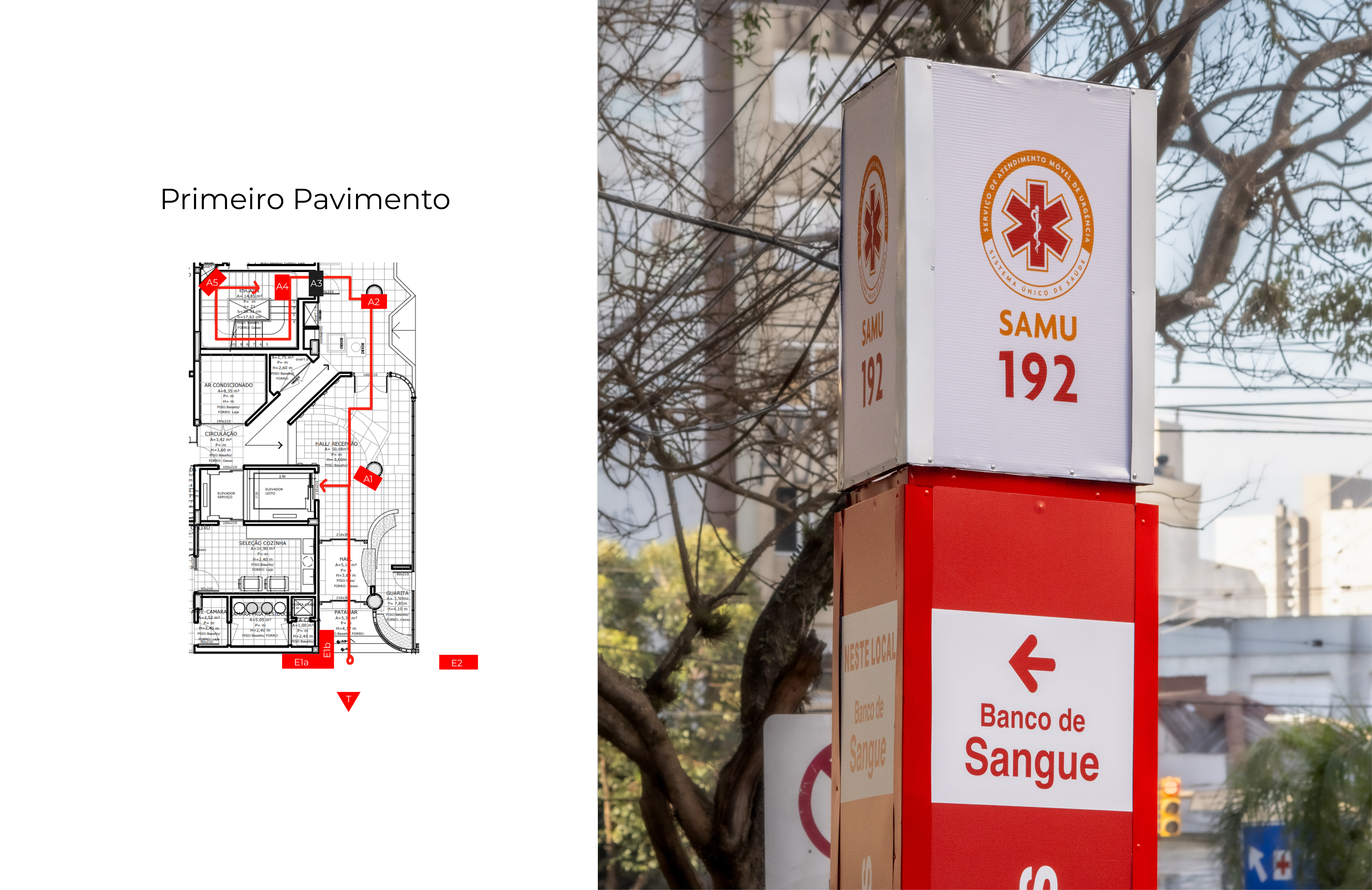 Primeiro Pavimento floor plan and directional signage