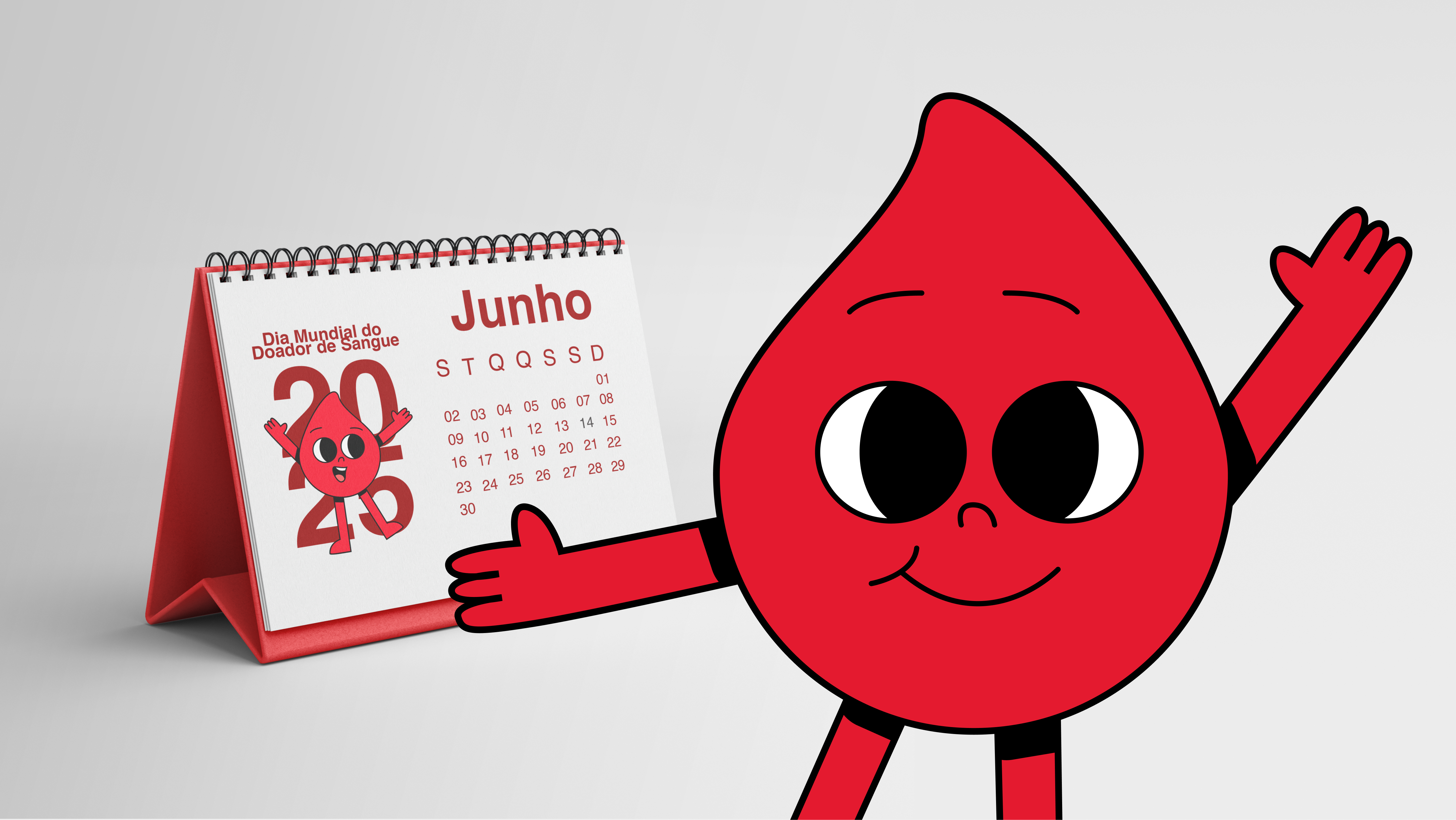Blood Bank mascot with June calendar