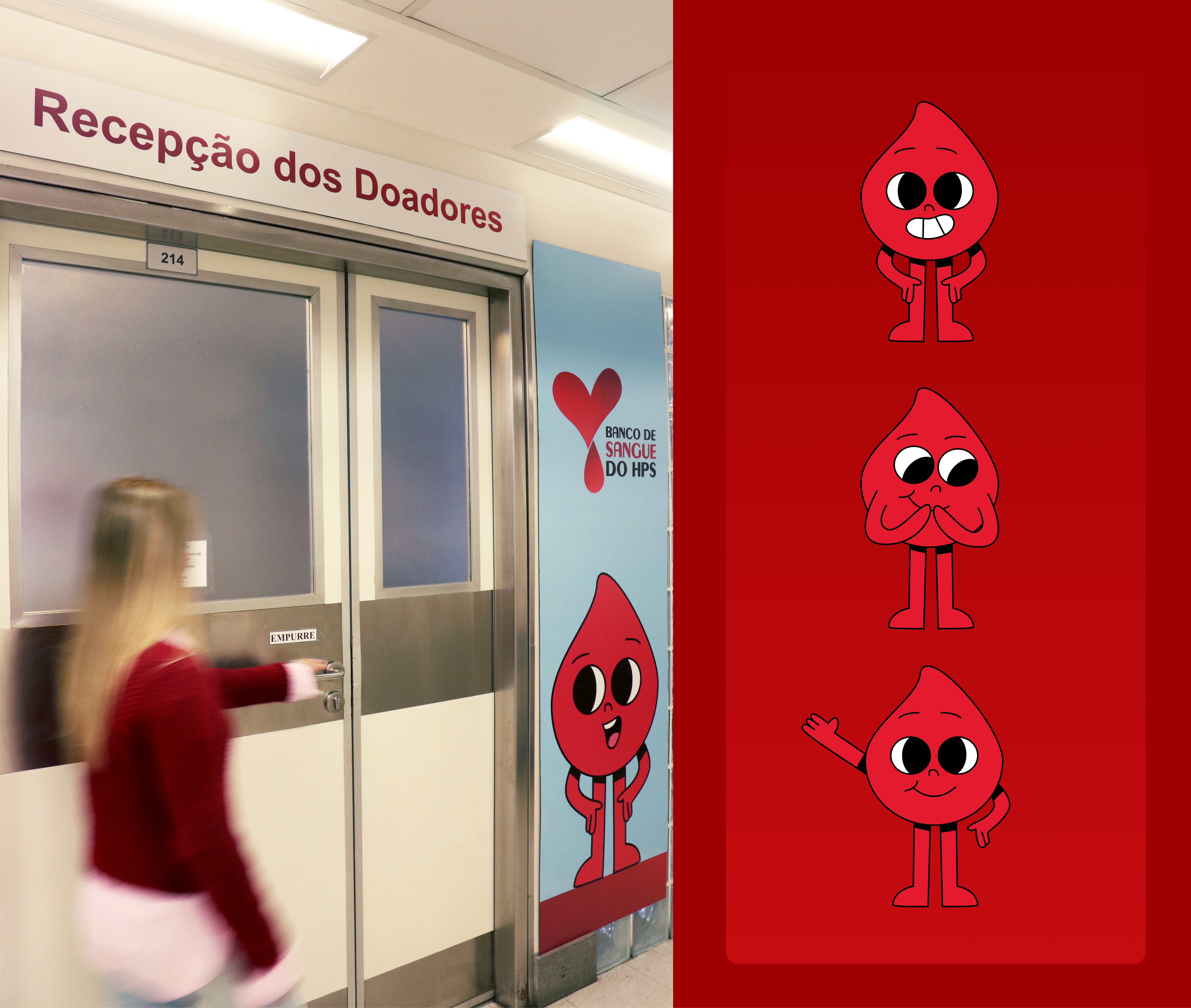 Donor reception entrance with mascot and mascot variations