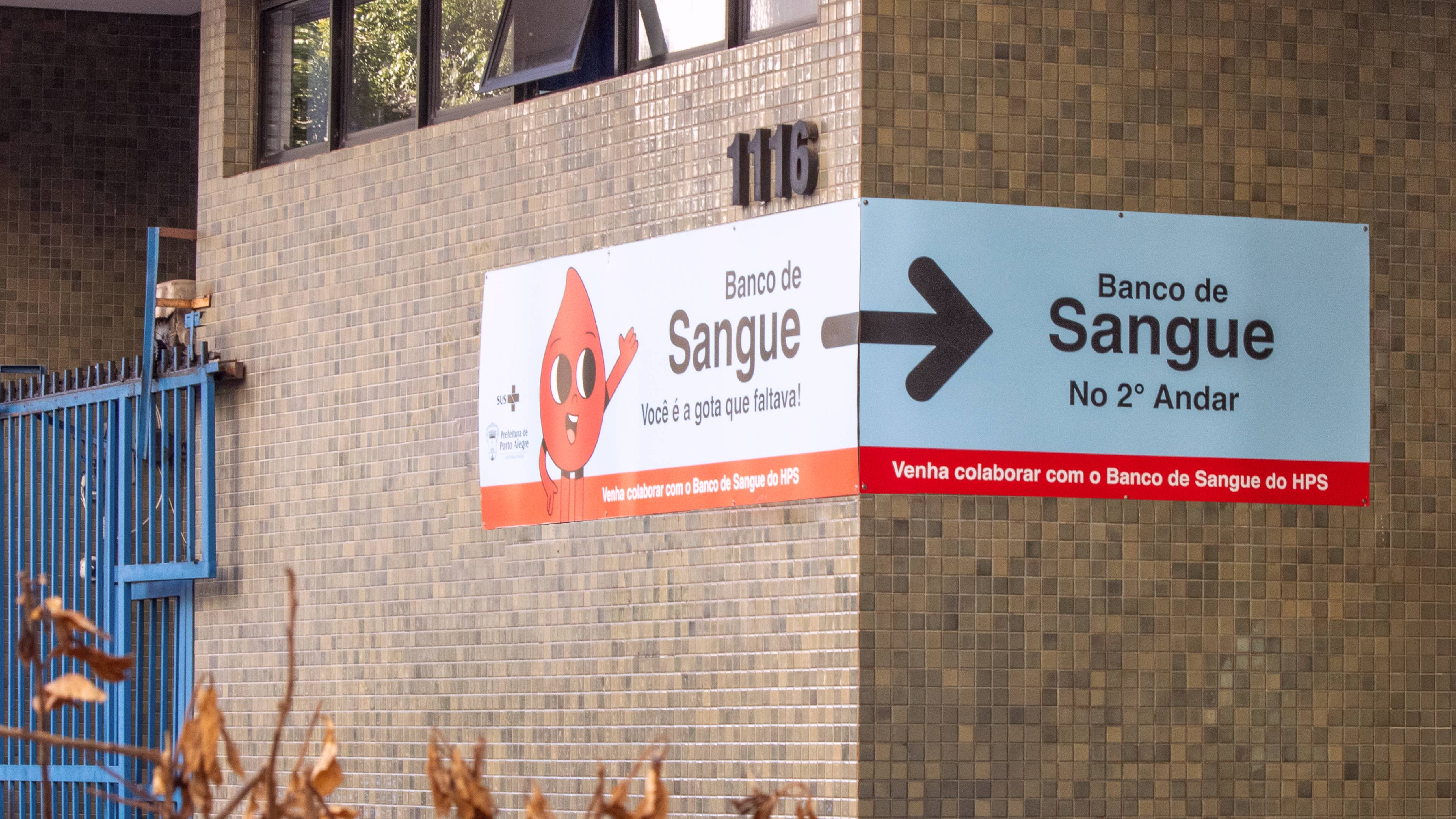 Blood Bank outdoor signage at the hospital entrance