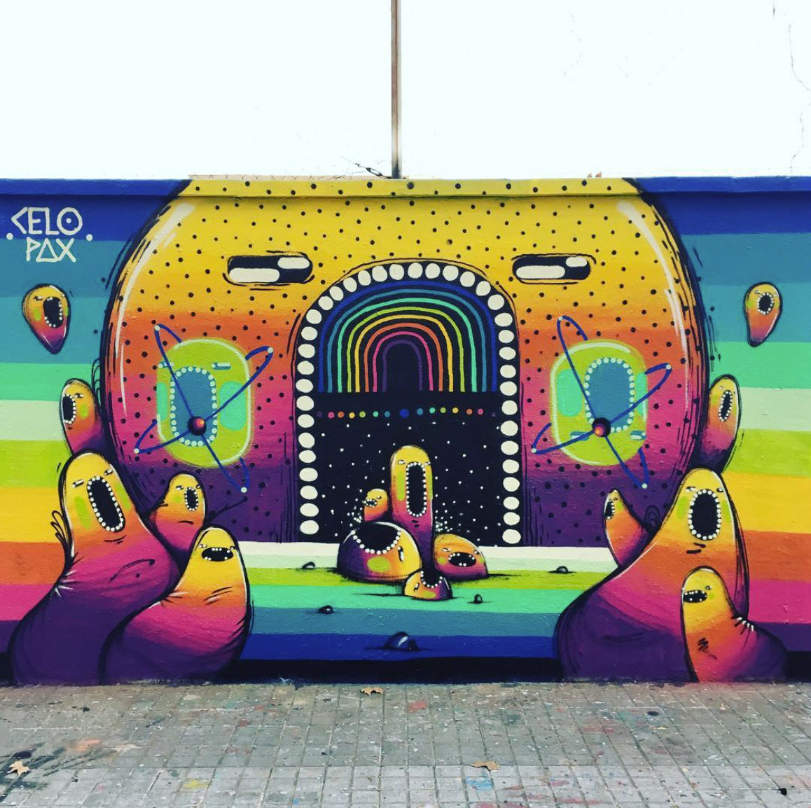 Celopax rainbow mural