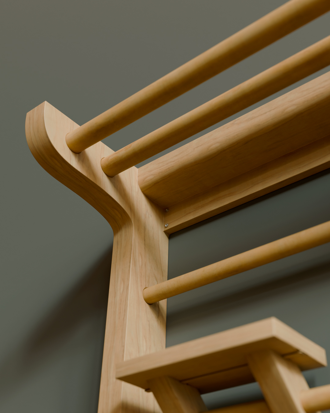 Close-up of NOBA wood joint detail