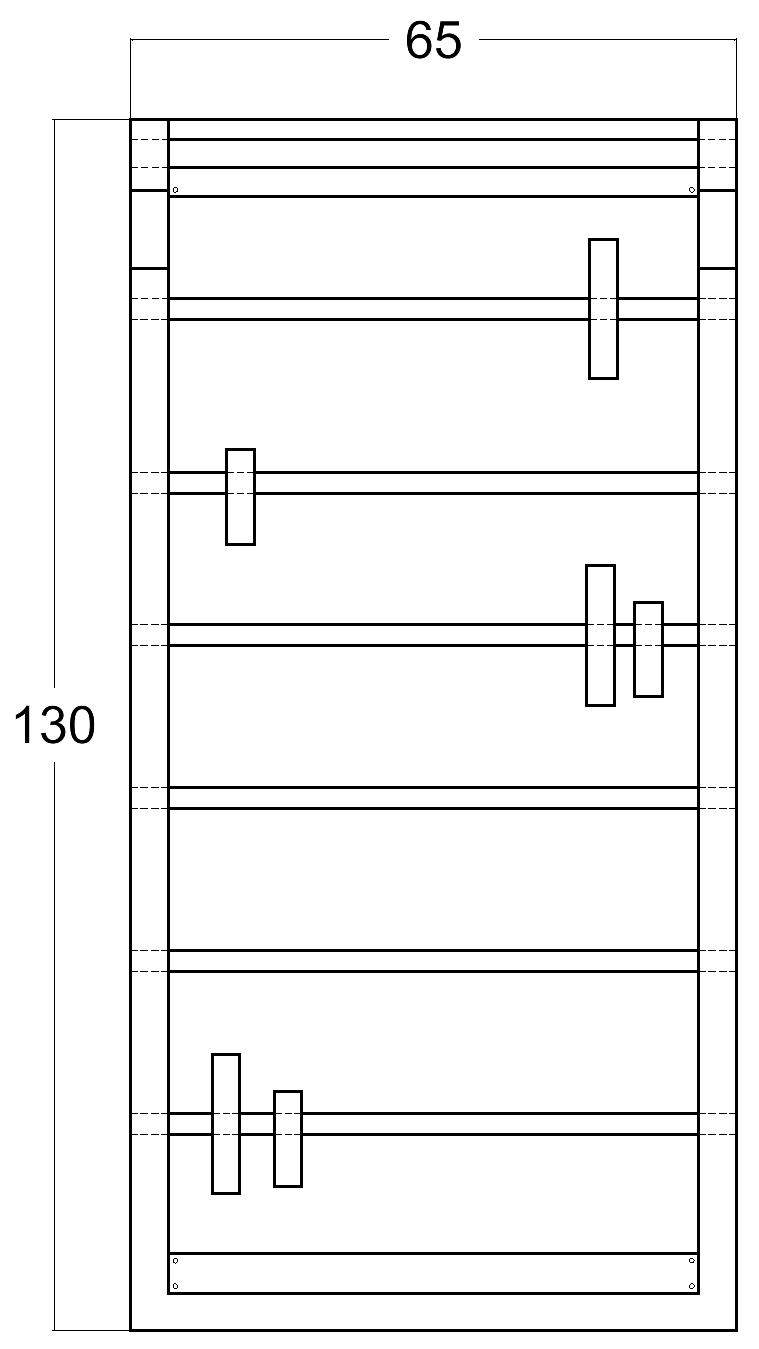 NOBA front view — 65cm wide, 130cm tall